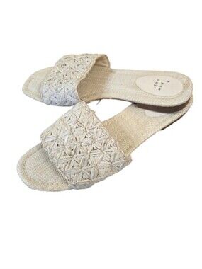 NWoT a new day Woven Slide Sandals Cream White Size 11